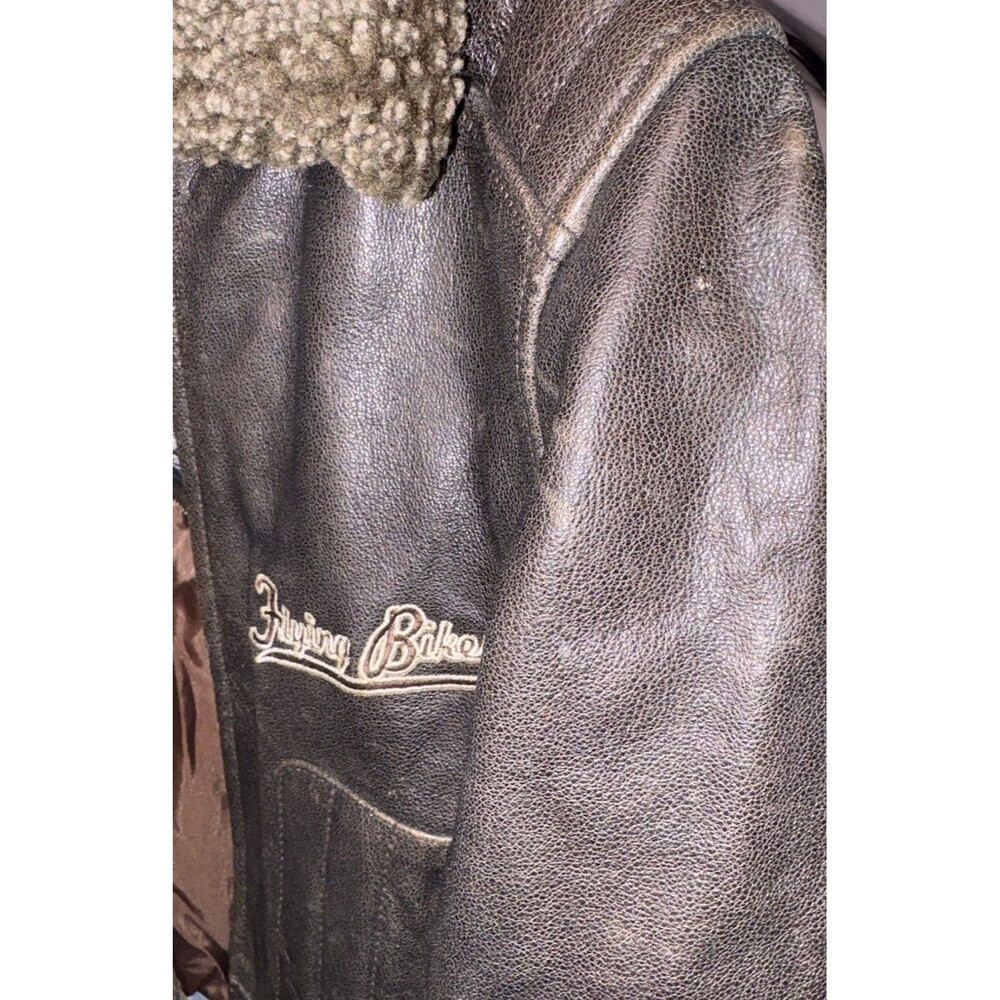 Vintage Women’s Flying Bikes Oakwood Brown Leather Flight Biker Jacket Small - Picture 13 of 13